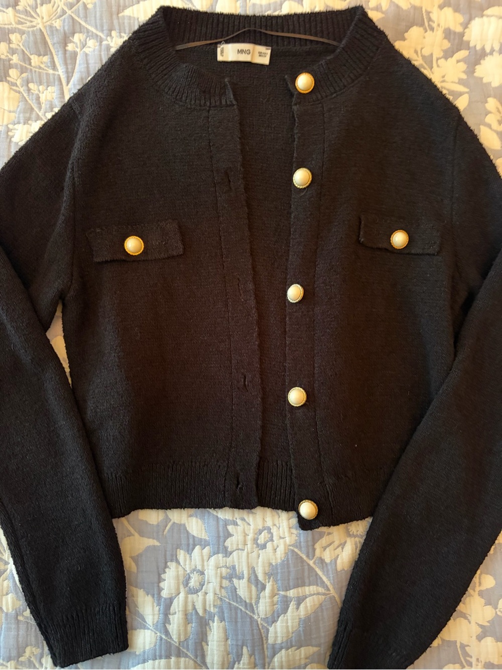 Mango Black Knit Cardigan with Gold Buttons - Picture 3 of 5